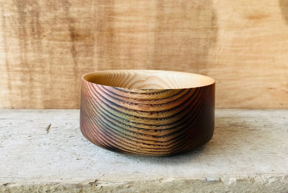 Ade Lewis. Woodturning Artist Somerset Sycamore Earth Bowl 15.5cm x 7.5cm